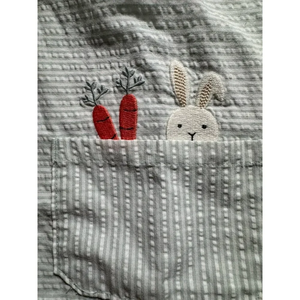 Carters Just One You 9M Striped Romper Bunny Carrots Pocket Sleeveless
